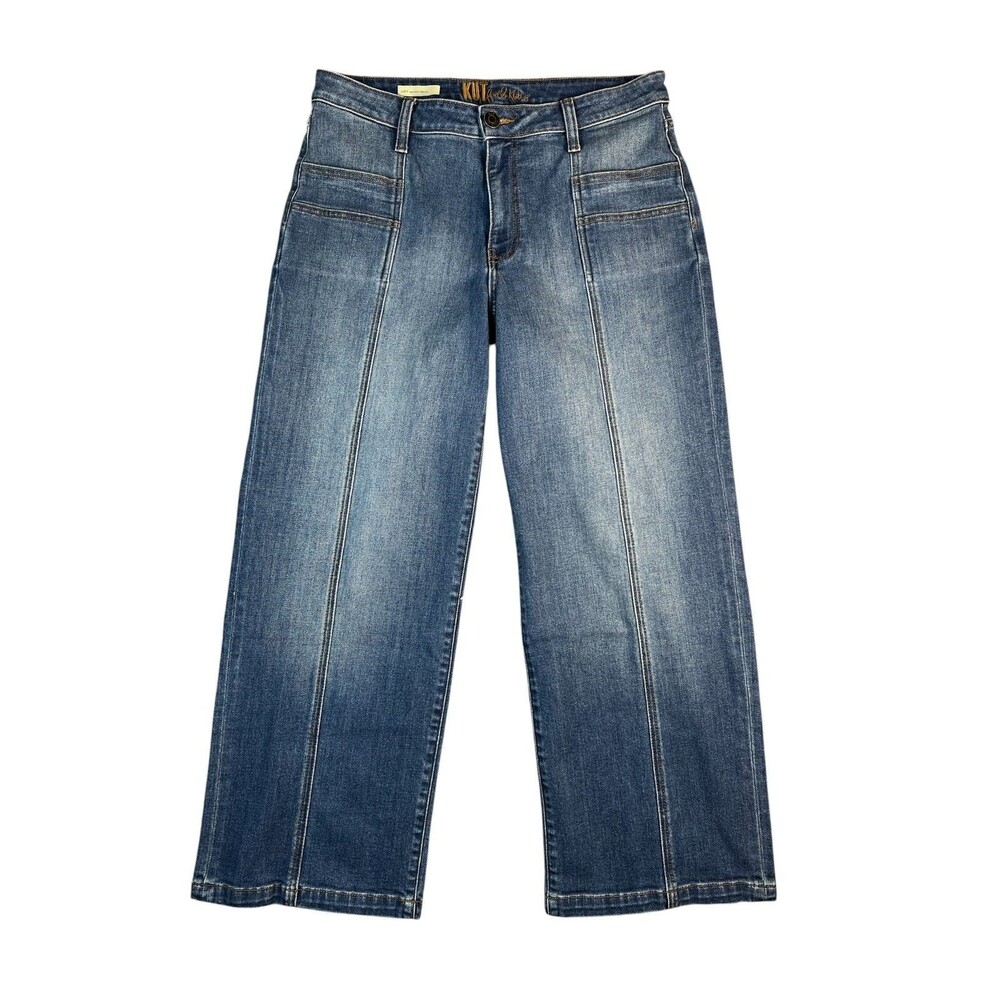 Kut from the Kloth Lucy High Rise Wide Leg Ankle Jeans Size 10 (27" inseam)